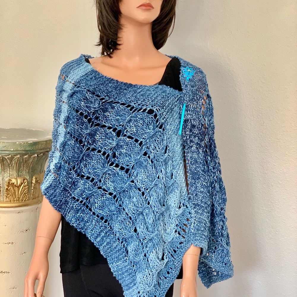 Hand Knits 2 Love Ombré Denim Blue Braids Lace